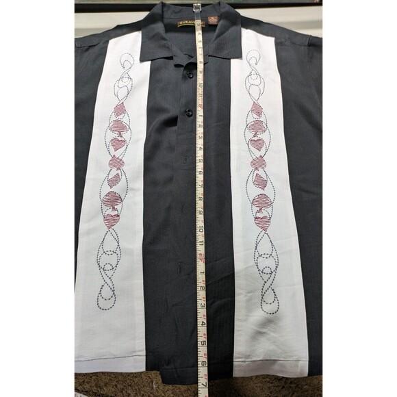 Cubavera Dress Shirt For Men XL Black and Tan Embroidered Short Sleeve - Picture 10 of 10